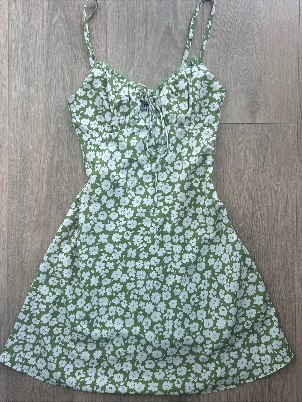 Princess Polly Tasmin Green Floral Tie-Front Mini Dress